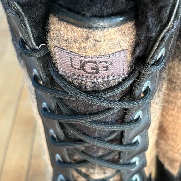 UGG Black and Brown Lace Up Boots - Picture 3 of 8